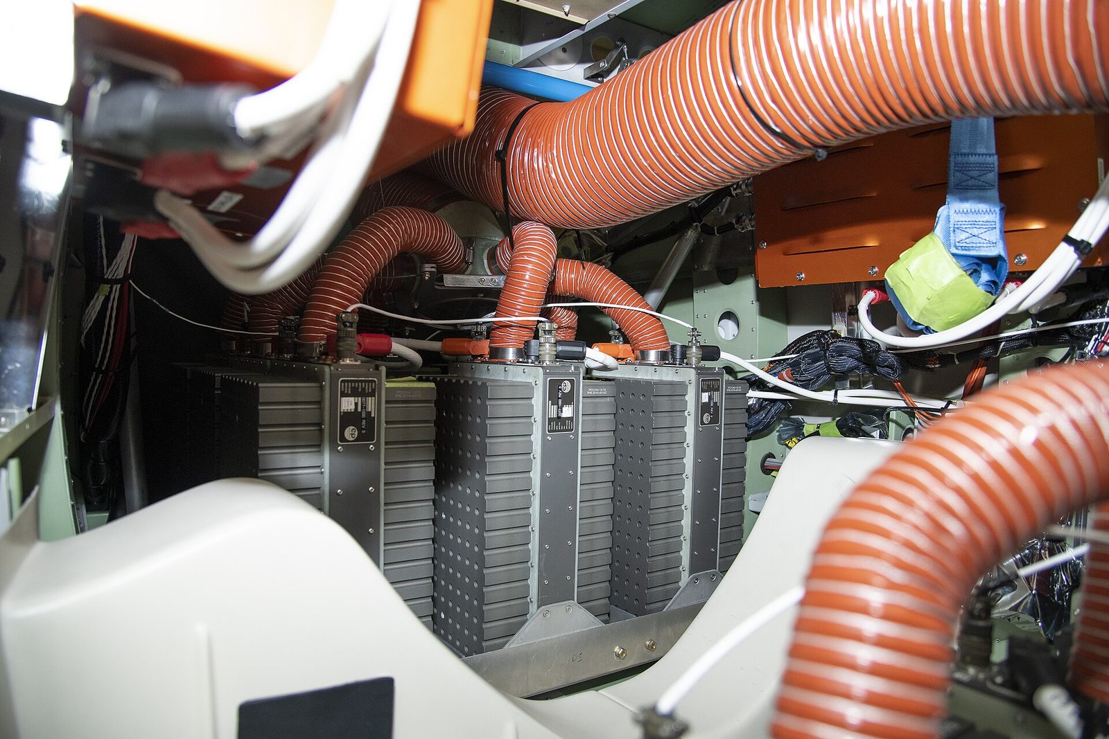 Two lithium-ion battery packs installed in NASA's X-57 Maxwell all-electric aircraft